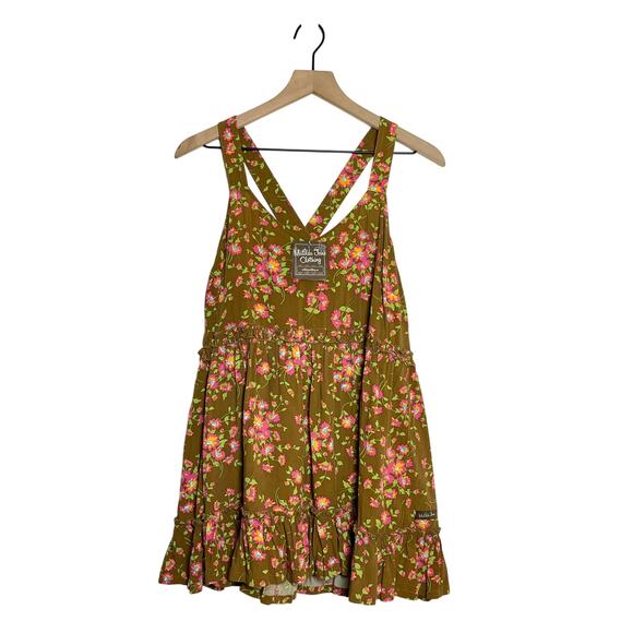 NEW Matilda Jane Tank Top Women's Size Medium Brown On A Whim Floral Ruffle Hem - Picture 3 of 10